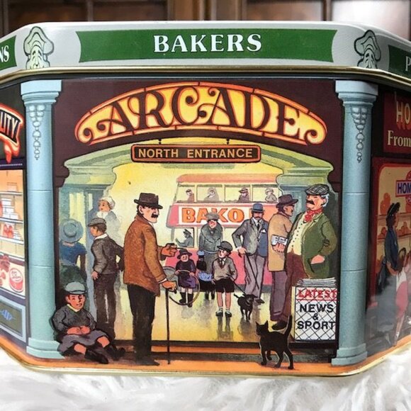 NWOT Vintage Silver Crane Co Old English Arcade (Made in England) Octagonal Tin - Picture 10 of 16